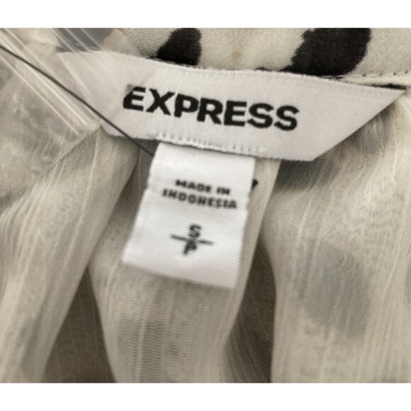 Express Chiffon Blouson Top Womens Small Animal Print Blouse Button Up Boho NWT - Picture 8 of 12